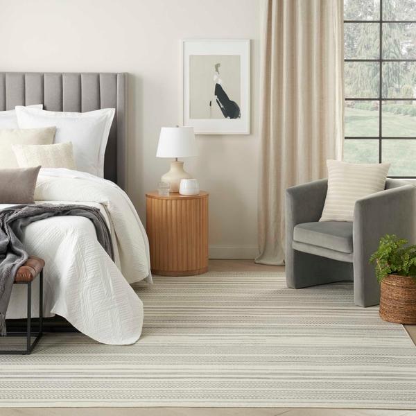 Nourison Grafix Ivory Grey Indoor Only Striped Rug GRF41 Home