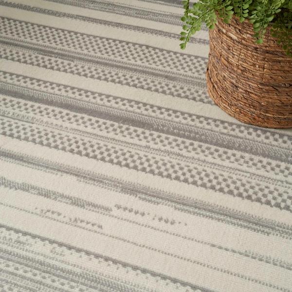 Nourison Grafix Ivory Grey Indoor Only Striped Rug GRF41 Home