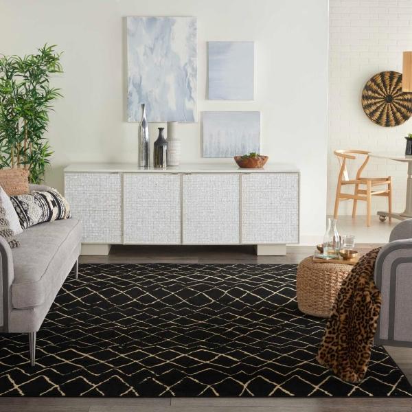 Nourison Grafix Moroccan Abstract Black Rug GRF04 Home
