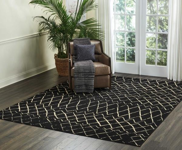 Nourison Grafix Moroccan Abstract Black Rug GRF04 Home