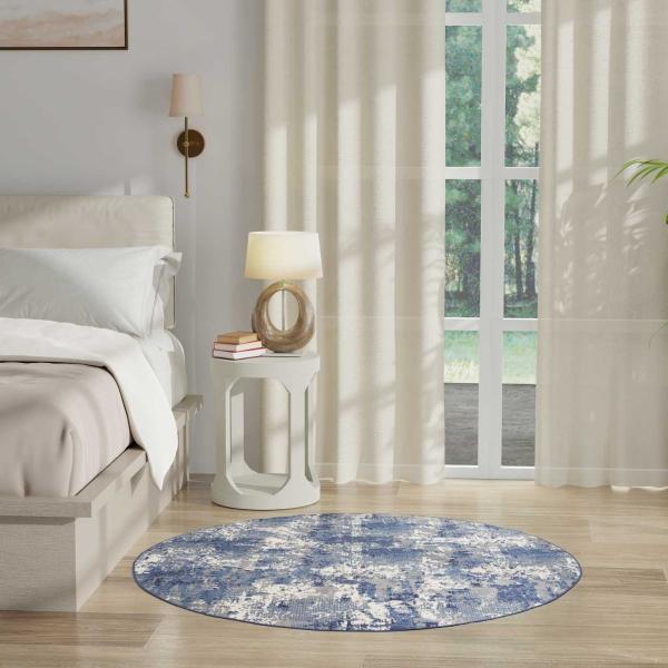 Nourison Grafix Navy Blue Indoor Only Abstract Rug GRF38 Home