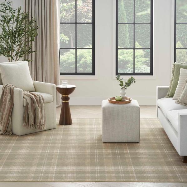 Nourison Grafix Olive Indoor Only Plaid Rug GRF03 Home