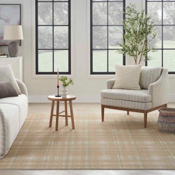Nourison Grafix Taupe Indoor Only Plaid Rug GRF03 Home