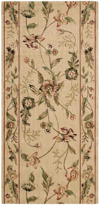 nourison GRAND PARTERRE GRAND FLORA VA01 BEIGE RUNNER BROADLOOM CARPET