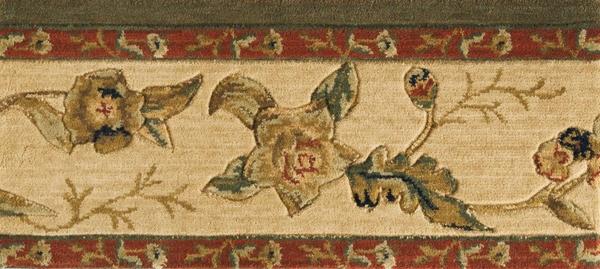 Nourison GRAND PARTERRE GRAND FLORA VA01 OLIVE BORDER BROADLOOM CARPET