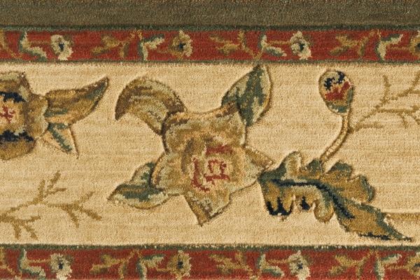 nourison GRAND PARTERRE GRAND FLORA VA01 OLIVE BORDER BROADLOOM CARPET