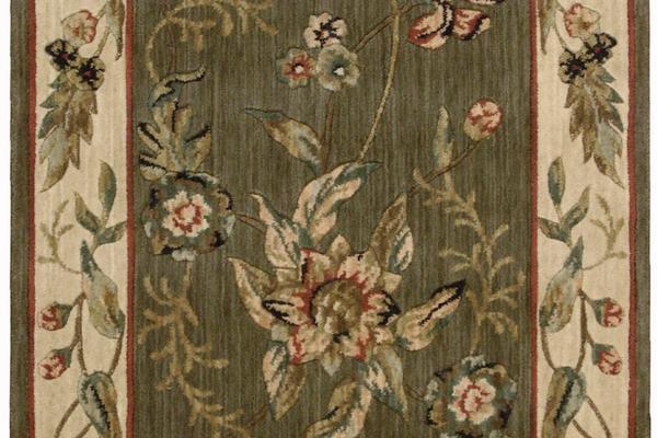 Nourison GRAND PARTERRE GRAND FLORA VA01 OLIVE RUNNER BROADLOOM CARPET