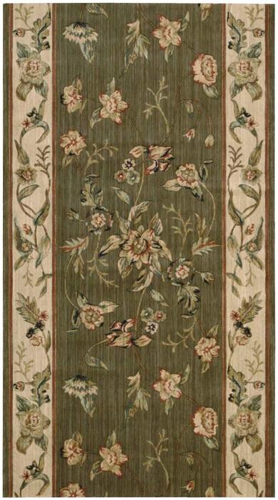 Nourison GRAND PARTERRE GRAND FLORA VA01 OLIVE RUNNER BROADLOOM CARPET