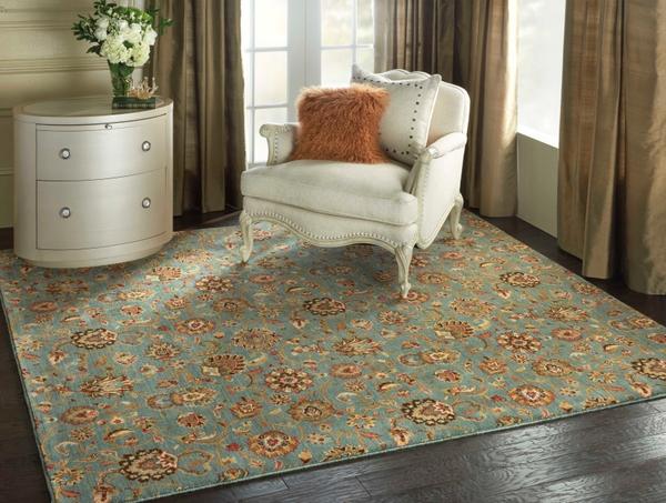 Nourison GRAND PARTERRE KASHAN ELITE PT01 BLUE BORDER BROADLOOM CARPET