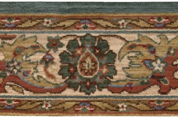 nourison GRAND PARTERRE KASHAN ELITE PT01 BLUE BORDER BROADLOOM CARPET