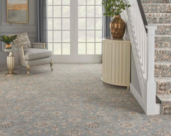 Nourison GRAND PARTERRE KASHAN ELITE PT01 SKY BROADLOOM