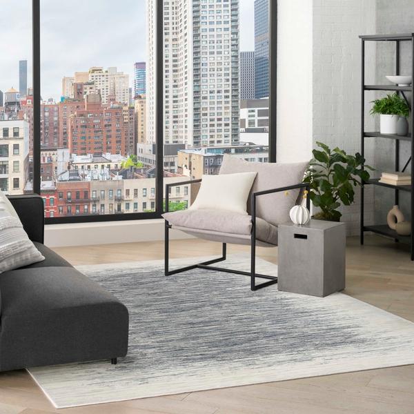 Nourison Grand Street Ivory Blue Indoor Only Abstract Rug GRN04