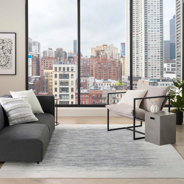 nourison Grand Street Ivory Blue Indoor only Abstract Rug GRN04