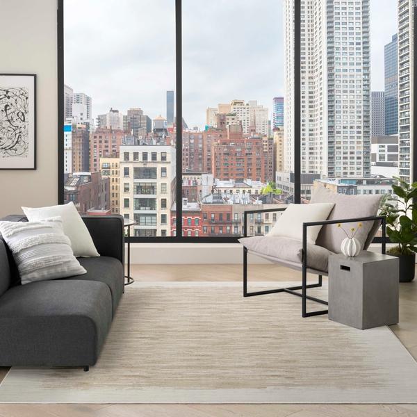 nourison Grand Street Ivory Taupe Indoor only Abstract Rug GRN04