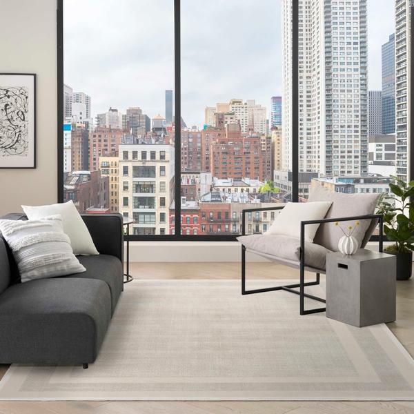 nourison Grand Street Ivory Taupe Indoor only Geometric Rug GRN05