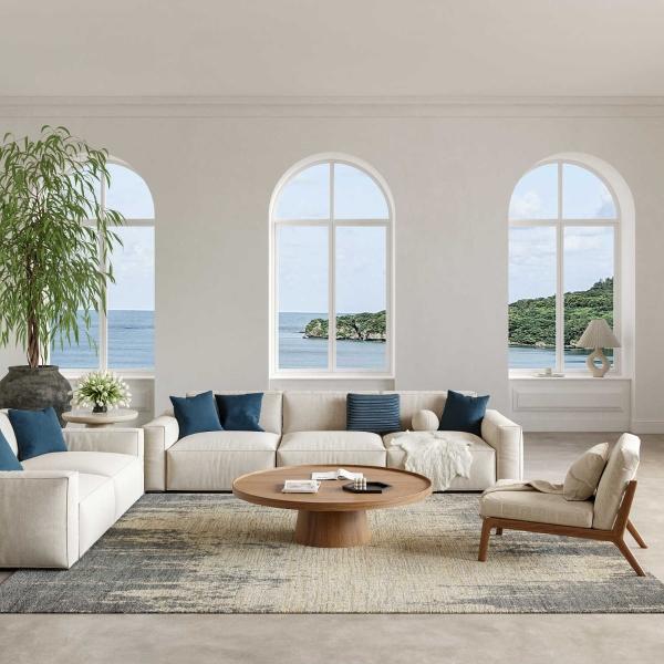 Nourison Harmony Slate Beige Indoor Only Abstract Rug HAY03 Home