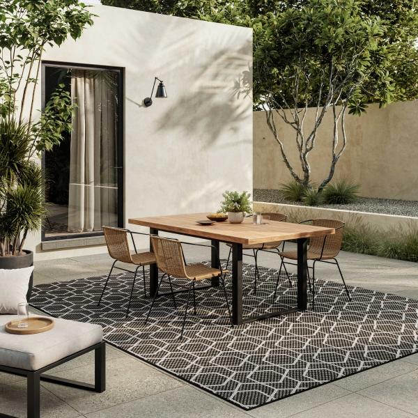 Nourison Horizon Indoor/Outdoor Black Indoor/Outdoor Geometric Rug HOZ01