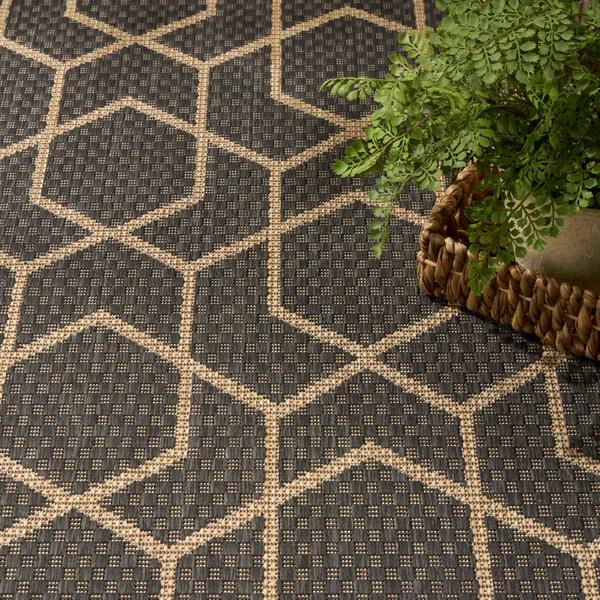 Nourison Horizon Indoor/Outdoor Charcoal Indoor/Outdoor Geometric Rug HOZ01