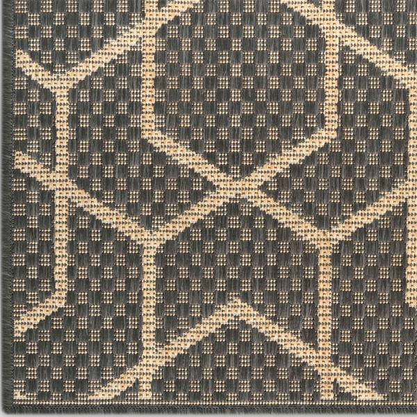 nourison Horizon Indoor/Outdoor Charcoal Indoor/Outdoor Geometric Rug HOZ01