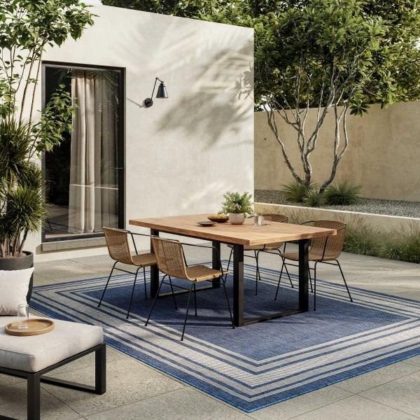 Nourison Horizon Indoor/Outdoor Denim Indoor/Outdoor Geometric Rug HOZ03