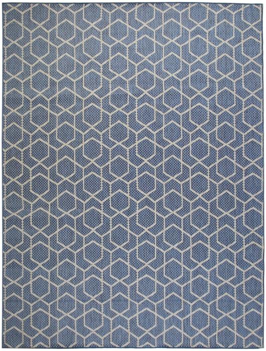 Nourison Horizon Indoor/Outdoor Denim Indoor/Outdoor Geometric Rug HOZ01