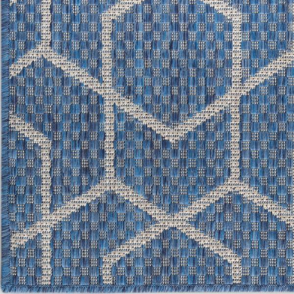 nourison Horizon Indoor/Outdoor Denim Indoor/Outdoor Geometric Rug HOZ01
