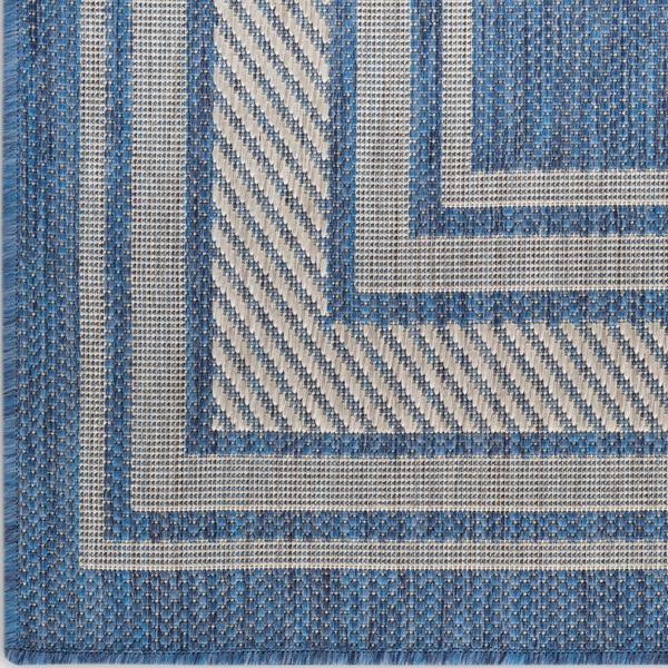 nourison Horizon Indoor/Outdoor Denim Indoor/Outdoor Geometric Rug HOZ03