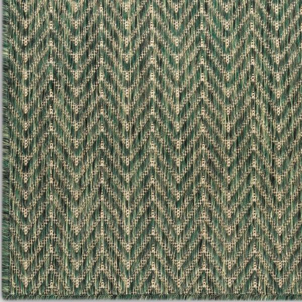 nourison Horizon Indoor/Outdoor Green Indoor/Outdoor Chevron Rug HOZ02