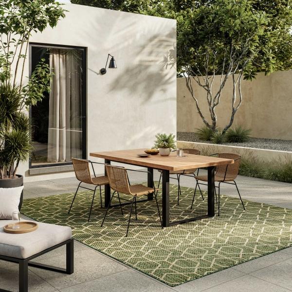 Nourison Horizon Indoor/Outdoor Green Indoor/Outdoor Geometric Rug HOZ01