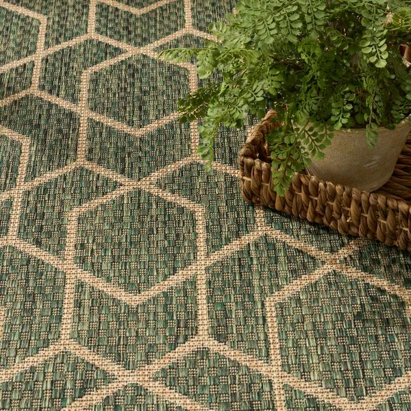 Nourison Horizon Indoor/Outdoor Green Indoor/Outdoor Geometric Rug HOZ01