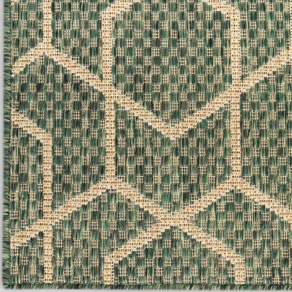 nourison Horizon Indoor/Outdoor Green Indoor/Outdoor Geometric Rug HOZ01