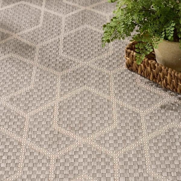Nourison Horizon Indoor/Outdoor Grey Indoor/Outdoor Geometric Rug HOZ01
