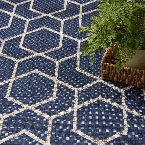 Nourison Horizon Indoor/Outdoor Navy Indoor/Outdoor Geometric Rug HOZ01