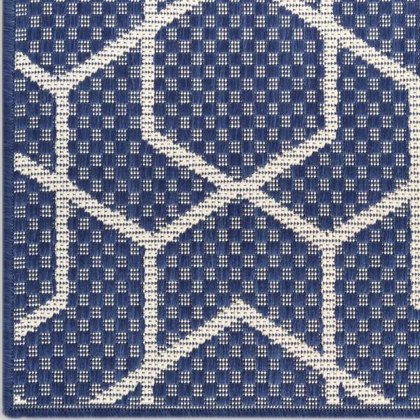 nourison Horizon Indoor/Outdoor Navy Indoor/Outdoor Geometric Rug HOZ01