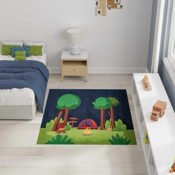 Nourison Imagination Navy Multicolor Indoor Only Graphic Rug IMA13
