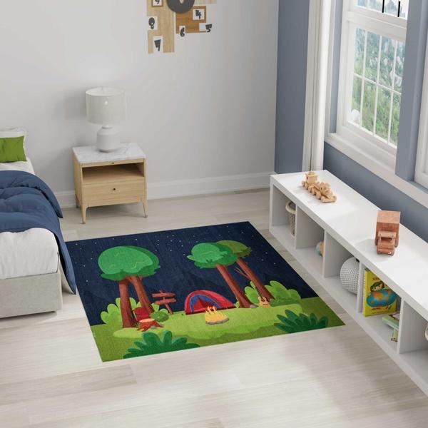 Nourison Imagination Navy Multicolor Indoor Only Graphic Rug IMA13
