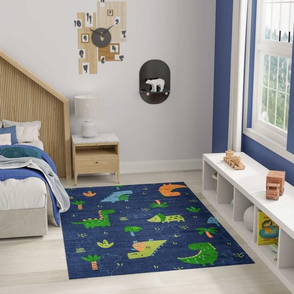 Nourison Imagination Navy Multicolor Indoor Only Graphic Rug IMA16