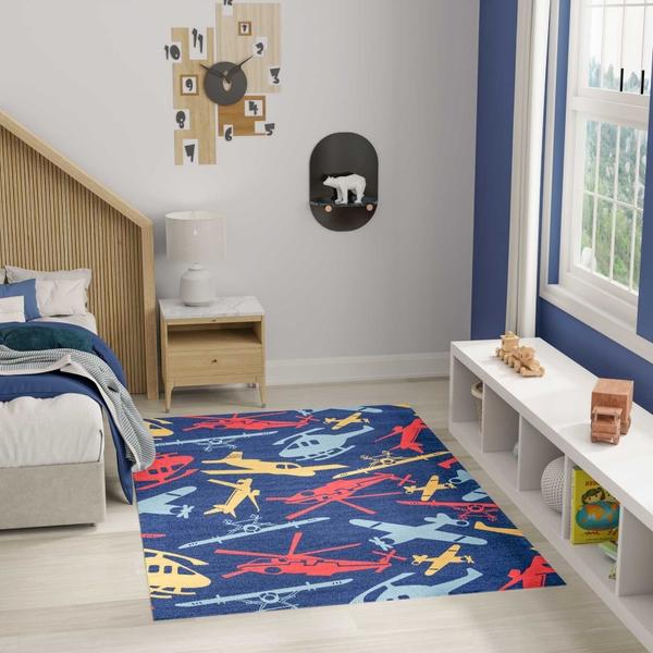 Nourison Imagination Navy Multicolor Indoor Only Graphic Rug IMA06