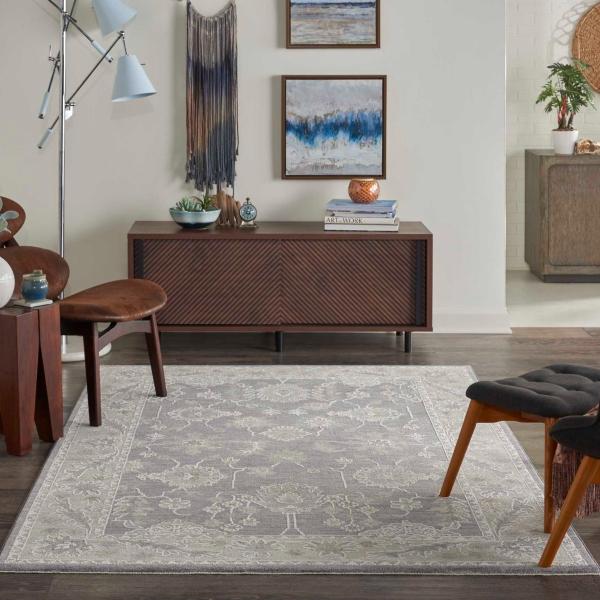 Nourison Infinite Farmhouse Floral Grey Rug IFT03 Home