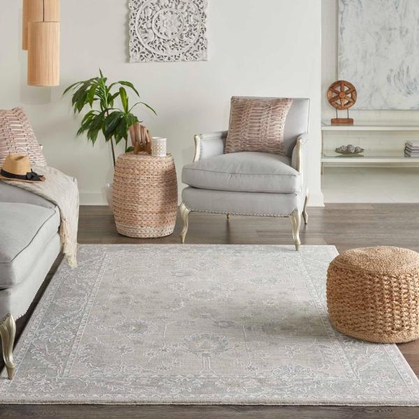 Nourison Infinite Farmhouse Floral Light Grey Rug IFT03 Home