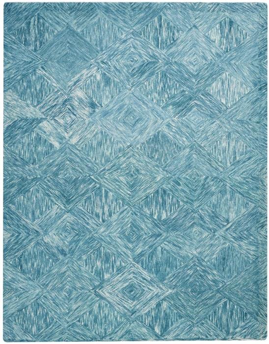Nourison Interlock Abstract Diamond Aqua Blue Rug ITL01 Home