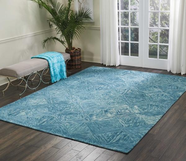 nourison Interlock Abstract Diamond Aqua Blue Rug ITL01 Home