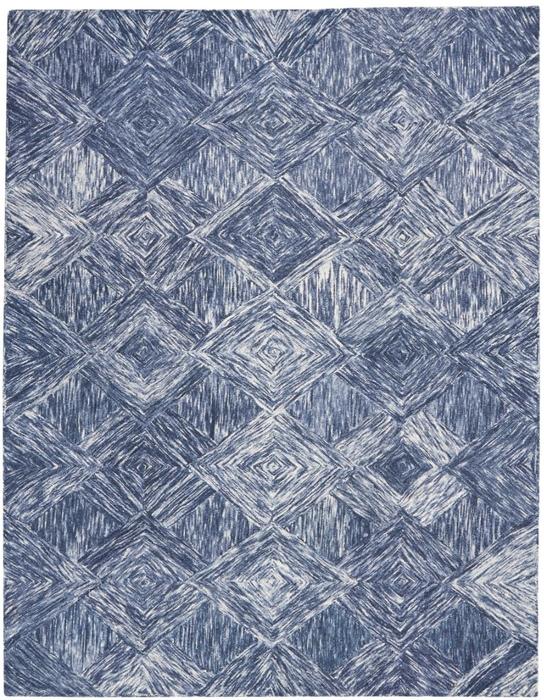 Nourison Interlock Abstract Diamond Denim Blue Rug ITL01 Home