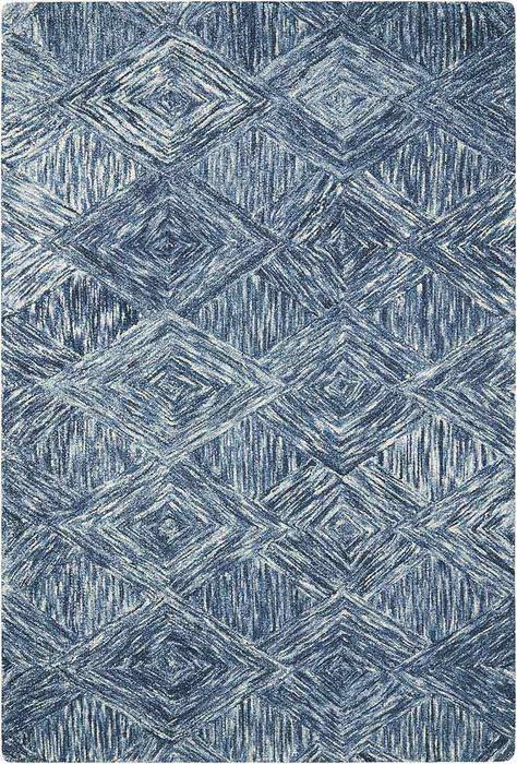 Nourison Interlock Abstract Diamond Denim Blue Rug ITL01 Home