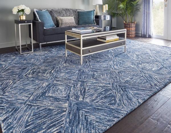 nourison Interlock Abstract Diamond Denim Blue Rug ITL01 Home