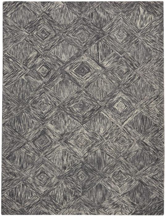 Nourison Interlock Abstract Diamond Grey Rug ITL01 Home