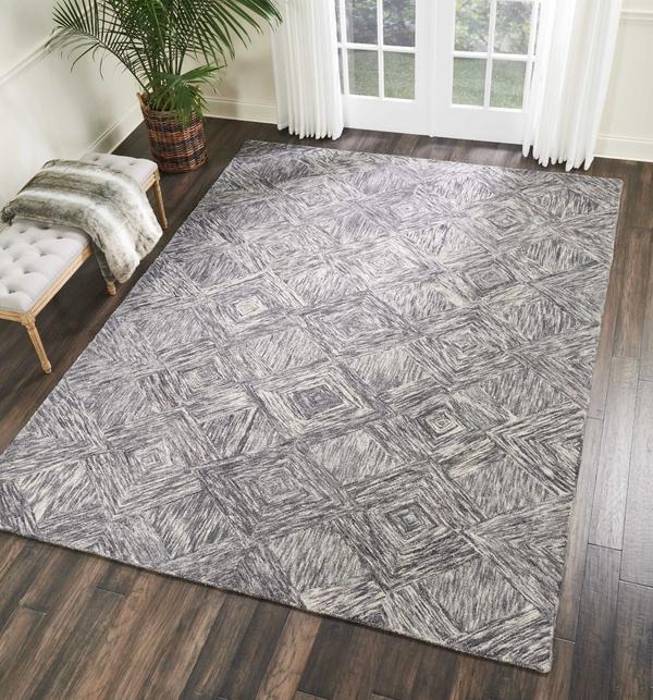 Nourison Interlock Abstract Diamond Grey Rug ITL01 Home