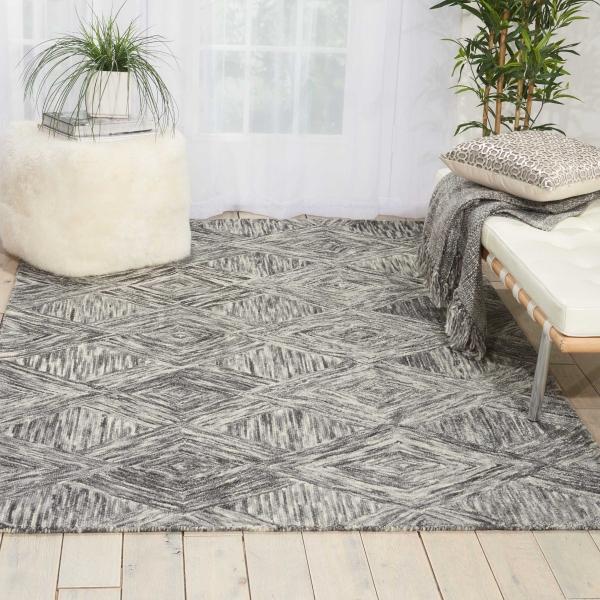 Nourison Interlock Abstract Diamond Grey Rug ITL01 Home