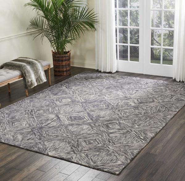 nourison Interlock Abstract Diamond Grey Rug ITL01 Home