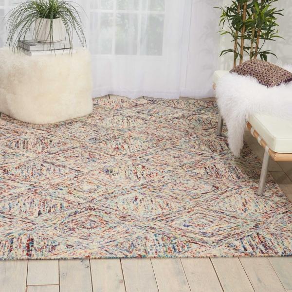 Nourison Interlock Abstract Diamond Multicolored Rug ITL01 Home